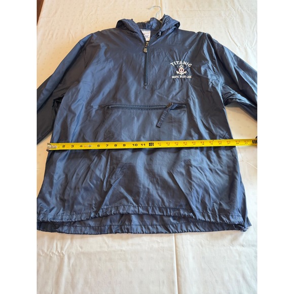 Titanic White Star Line Windbreaker Navy Blue Quarter Zip Anorak Hooded Jacket S - Picture 4 of 5